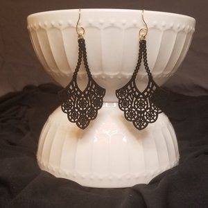 Black "Lace" cut custom earrings
